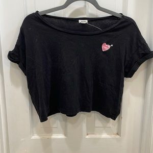 Garage Black Crop Top with Heart